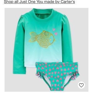 NWT Carters toddler girl size 4T bathing suit set